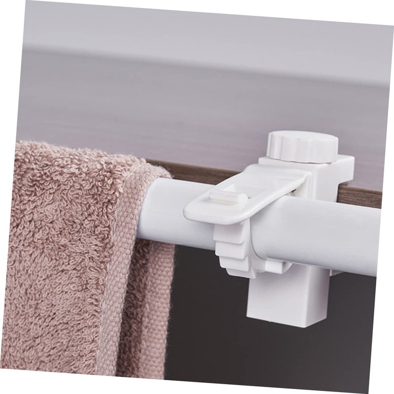 STOBAZA Curtain Rod Brackets No Drill 2 Pack White Pp