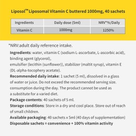 Aliness Liposomal Vitamin C 1000mg Sachets for Immune Health - 40 Softgel Slow Release Sachets with Premium Liposomal Absorption Technology - Vitamin C Supplement for Adults Liposol