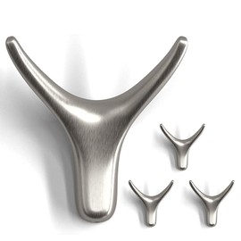 NETLKLA 4 Packs Towel Hooks,Coat Hook Cow Head Wall Hooks, Metal Heavy Duty Wall Hooks for Hanging Coats, Hats, Bags, Kitchenware and Towels in Living Room, Kitchen, Bedroom and Bathroom (Silver)