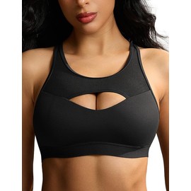 WingsLove High Impact Sports Bra for Women Support Wireless Cross Back Padded Running Workout Bras (Black,34D)