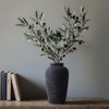 Large Ceramic Rustic Vase, 11" Black Terracotta Farmhouse Flower Vase,