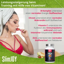 SlimJoy FatCut Pre-Workout Capsules - Guarana, Green Tea, Cayenne Pepper, Brown Algae, Black Pepper, L-Carnitine and B-Complex Vitamin - 90 Capsules - 45 Days Supply