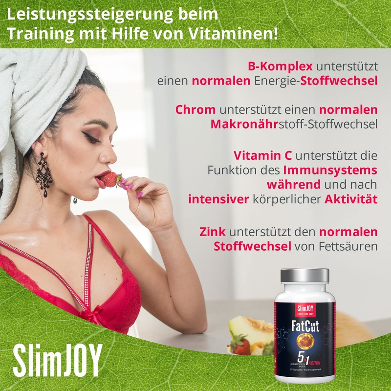 SlimJoy FatCut Pre-Workout Capsules - Guarana, Green Tea, Cayenne Pepper,