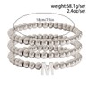 Impurain Silver Initial Cute A-Z Stretch Bead Stackable Bracelet with