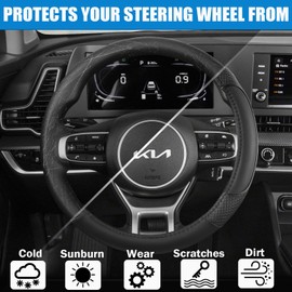 ANMOSVO Auto Car Steering Wheel Cover for KIA 14.5-15 inches Interior Trim