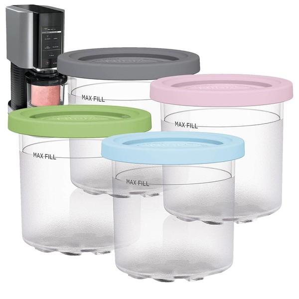 Creami Tubs 4 Pack Containers Reusable Pints and Lids for Ninja Ice Cream Maker Machine Accessories