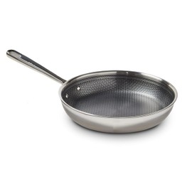 T-fal HybridMesh Tri-Ply Stainless Steel Fry Pan 8 Inch, Induction Oven Safe 500F, Metal Utensil Safe, Ideal For Searing, Cookware, Dishwasher Safe Pots and Pans, Needs Pre-Heating, Silver/Black