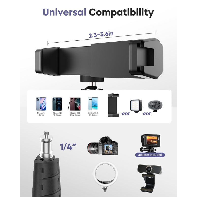 Aureday Phone Tripod, 92" Cell Phone Stand with 15" Gooseneck,