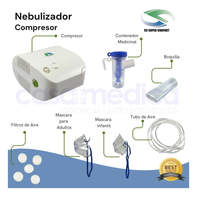 Nebulizador De Compresor Adulto/infantil Con Accesorios Blanco