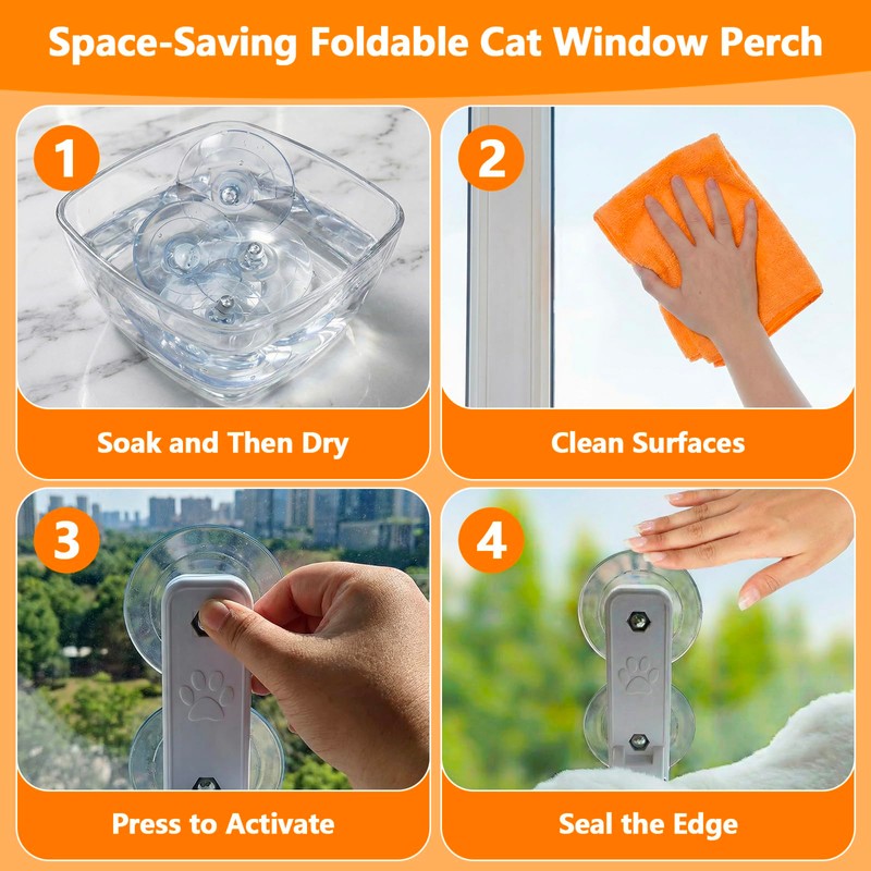 Homegroove Cat Window Perch, 24 x 12 Inch Foldable Cat