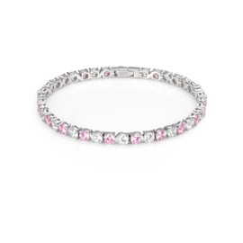 Tennis Bracelet for Women with October Tourmaline Birthstone, 18K White Gold Plated Hypoallergenic 925 Sterling Silver, 5A Cubic Zirconia, Dainty Jewelry Anniversary Birthday Gifts for Wife Girlfrined