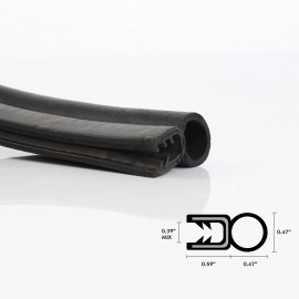 EdgeSeal Rubber Seal Edge Trim Top Bulb Weather Resistance Strip Reduce Noise 48'Length