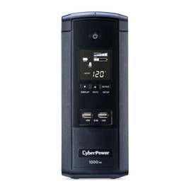 CyberPower BRG1000AVRLCD Intelligent LCD UPS System, 1000VA/600W, 10 Outlets, AVR, Mini-Tower, 5-Year Warranty
