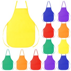 Pllieay 12 Pieces Kids Aprons Fabric Aprons for 3-7 Years Non Woven Kids Artist Apron Applied in Kitchen, Classroom, Community Event, Party, Crafts and Art Painting Activity