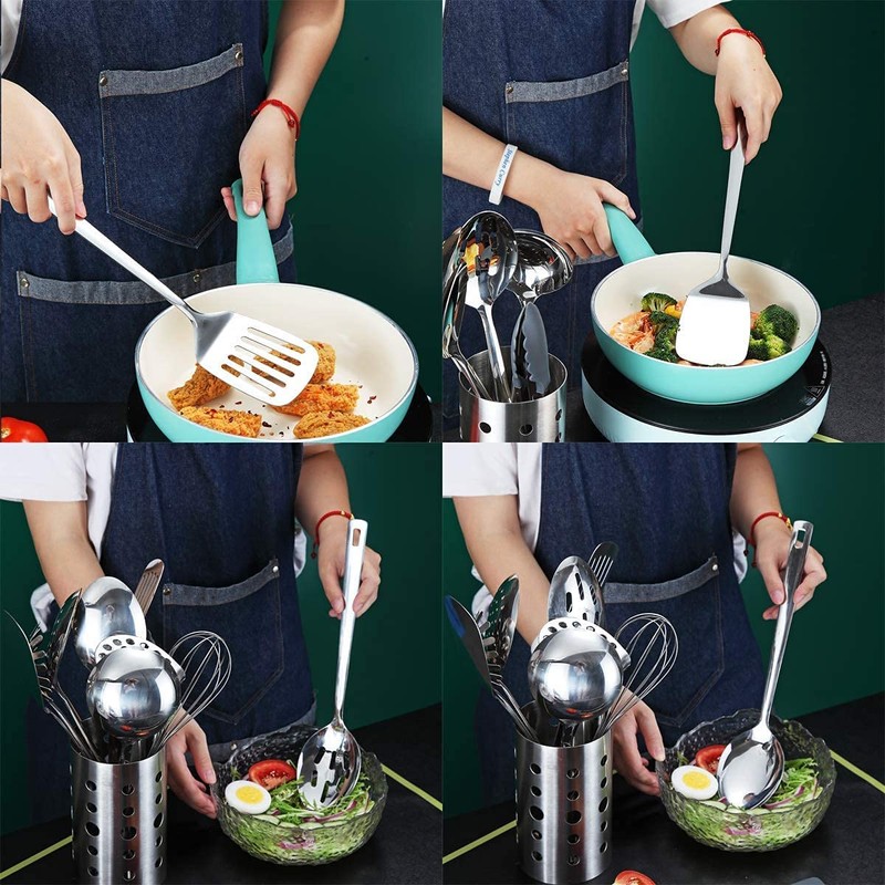 Stainless Steel Cooking Utensils Set, Berglander 13 Pieces Kitchen Utensils