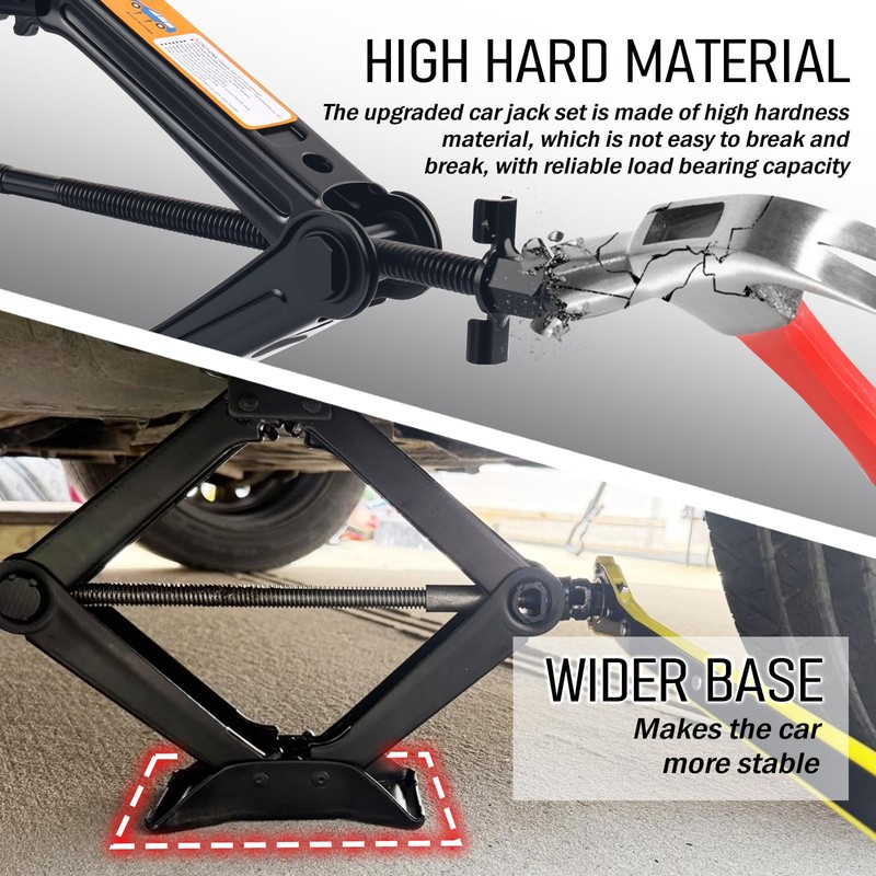 Scissor Jacks Set,2 Ton Portable Car Jack Kit with Lug