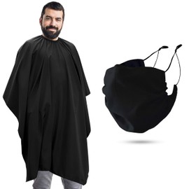 MASHELE Waterproof Barber Cape Bundle - Salon Unisex Black Hair Cutting Cape with Adjustable Neck 55 x 60 inch (Cape and Cover)