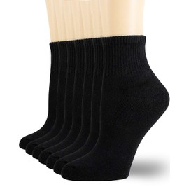 NevEND - 6 pares de calcetines deportivos de algodón para mujer y hombre con acolchado grueso rendimiento transpirable, Negro -, 5-10