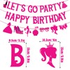 Let's Go Party Happy Birthday Banners for Women, Hot Pink
