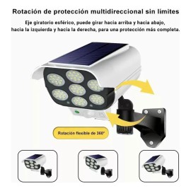 Luz Solar Control Remoto 77led 3 Modos De Falsa Cámara