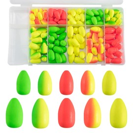 Alwonder 150PCS/Box Oval Foam and Cylinder Foam, Surf Fishing Rig Float Pompano Rig Bottom Rig Live Bait Rig Fish Finder Rig Strike Indicators Fly Fishing for Catfish Trout Walleye (Oval)