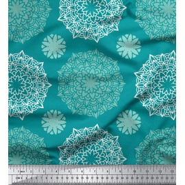 Soimoi Green Viscose Chiffon Fabric Green Mandala Printed Fabric 1 metre 42 Inch Wide