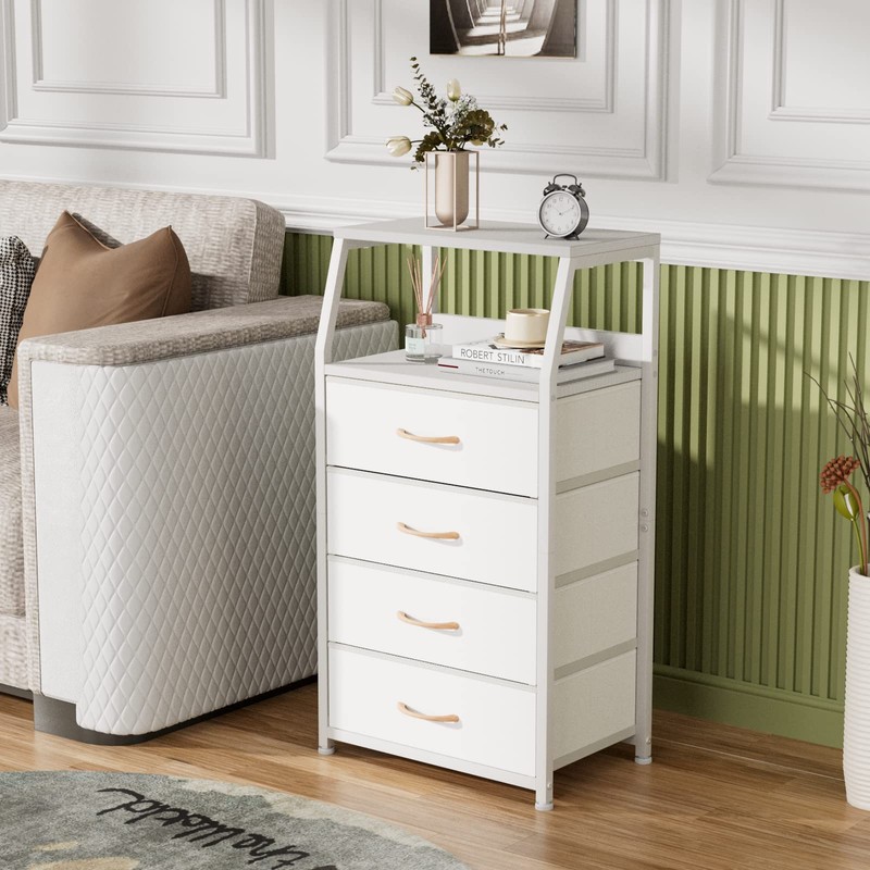 Furnulem Tall 4 Drawers Dresser, Vertical Storage Tower for Bedroom,