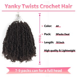 Shoobidoo 10 Inch Yanky Twist Crochet Hair Pre-looped 9 Packs Yanky Twist Hair Senegalese Twists Crochet Hair with Curly Ends Synthetic Crochet Braids