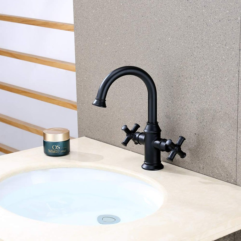Derengge Matte Black Bathroom Sink Faucet,2 Handle Single Hole Vanity