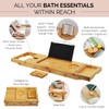 Foldable Bamboo Bathtub Tray Caddy - Expandable Bath Tray for