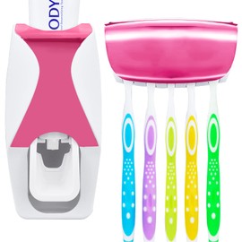 WAYCOM Dust-Proof Toothpaste Dispenser Toothpaste Squeezer Kit (Pink) …