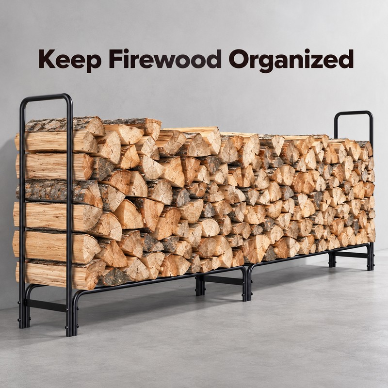 Heavy Duty Firewood Log Rack for Indoor & Outdoor Storage