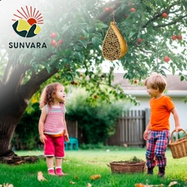 SunVara Wild Pollinator Mason Bee Habitat | Garden Bee House | Hanging Bee House Pack 2