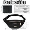 ZcrPrn Black Bumbag, 2 PCS Fanny Pack For Women Men,