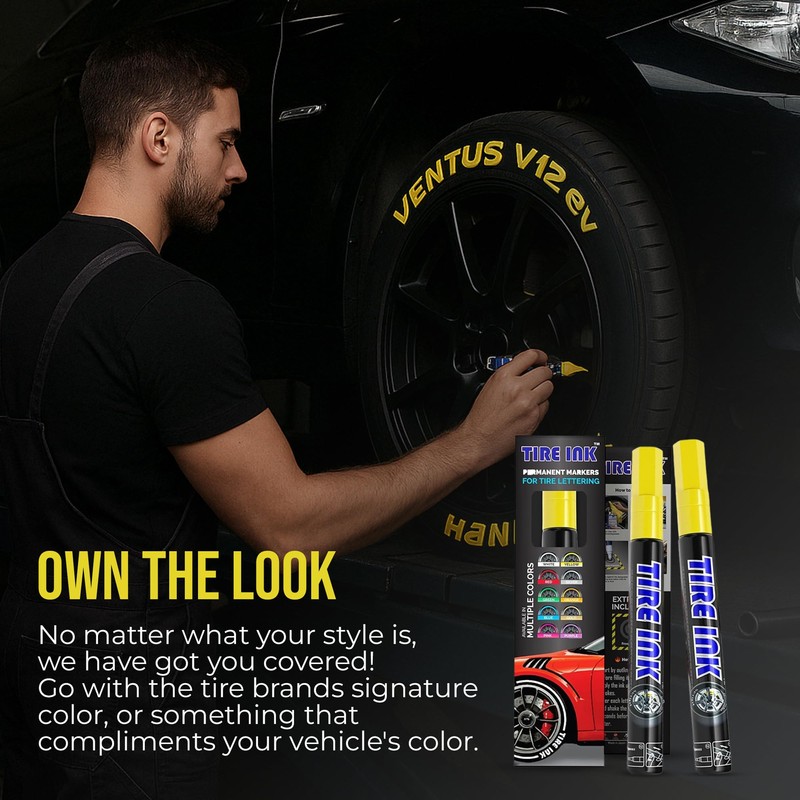 Tire Ink Yellow Paint Pen 2-Pack - Waterproof Permanent Paint