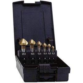 5pcs. HSS Countersink set 90° tin Ø 6.3 - 25 mm Exact 05568 Bore diameter:6,3 - 25 mmShaf