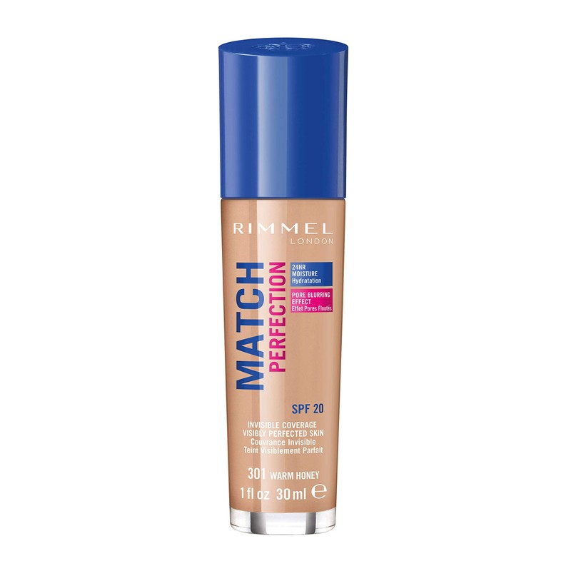 Rimmel Match Perfection Foundation, SPF 20, 301 Warm Honey, 30