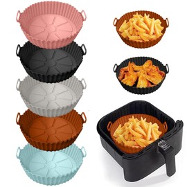 Paquete de 5 de Silicona para Freidora de Aire, Accesorios Silicon para Air Fryer Reutilizable Antiadherente, Resistente al Calor, Olla Silicona para Freidora, Horno,Microondas
