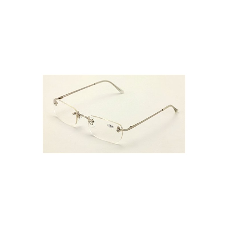 V.W.E. Clear Bifocal Rimless Rectangle Reader Reading glasses - Comfortable