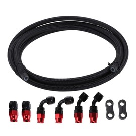 X AUTOHAUX AN6 Fuel Line Kit 10ft Vacuum Hose Automotive Fuel Hose with Adapter Pipe Clamp 1 Set