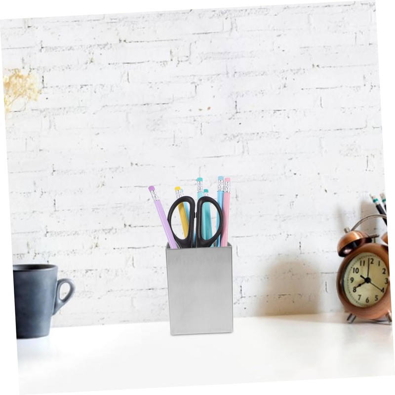TEHAUX Pencil Holder Stainless Steel Desktop Organizer for Stationery Makeup