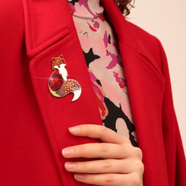 Animal Crystal Brooch Fox Brooch Kids/Girlfriend New Year Birthday Party Daily Buckle Scarf Hat School Bag Brooch, Crystal