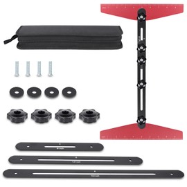 Stair Tread Template Tool - Solid Stair Tread Gauge, Stair Gauge Set Shelf Layout Measuring Scribe Tool for Stair Measuring Tool Stair Gauge Jig Stair Template Stair Step Scribe Tool(Red-Gray)