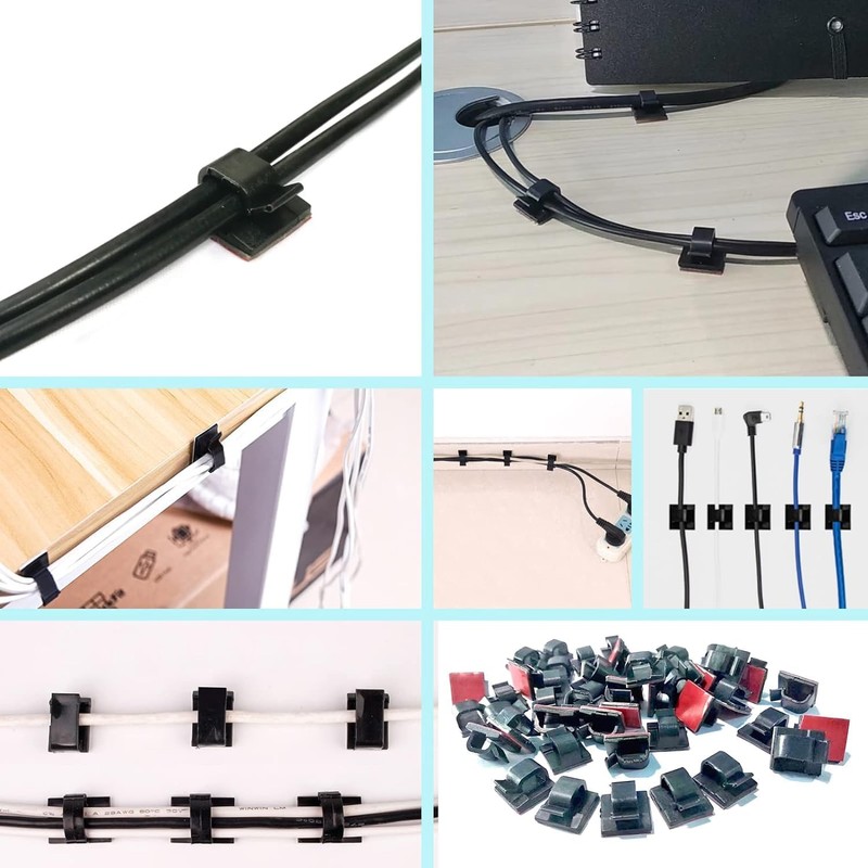 50 Piezas Organizador de Cables Autoadhesivo, Soportes de Cable Autoadhesivos,