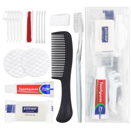 HQSLsund 10 Sets Personal Hygiene Kit Bulk, Disposable Toothbrushes with Toothpaste Floss Comb Soap Cover and Vanity Kit, Toiletry Kits Homeless Supplies Bulk for Women,Men,Travel,Homeless