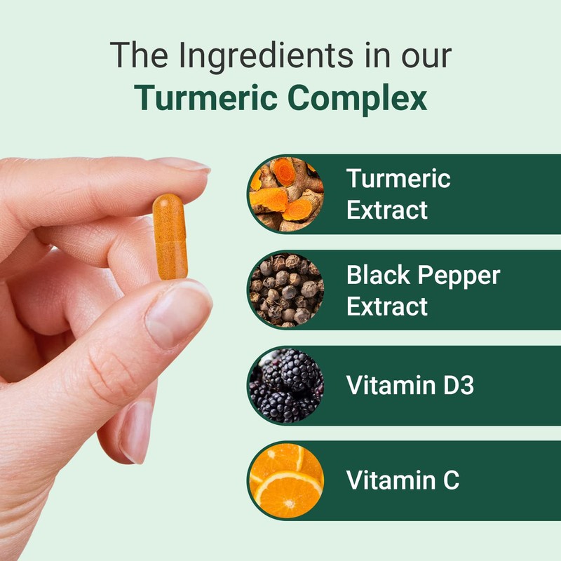 Hey Nutrition Turmeric Extract Complex - Vitamin D3 & C,