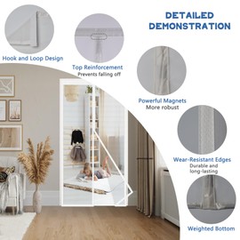 MAGICDOOR Magnetic Screen Door of Fibreglass, 120x210cm Central Opening Fly Nets for and Windows, Fine Mesh with Powerful Magnets Door Curtain, Mosquito Mesh for Bedroom Balcony-White