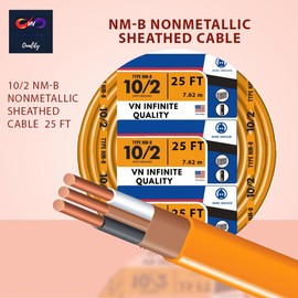 VN Infinite quality Solid Indoor 10/2 W/G NMB Cable Non-Mettallic Residential Indoor Wire 25ft/Roll