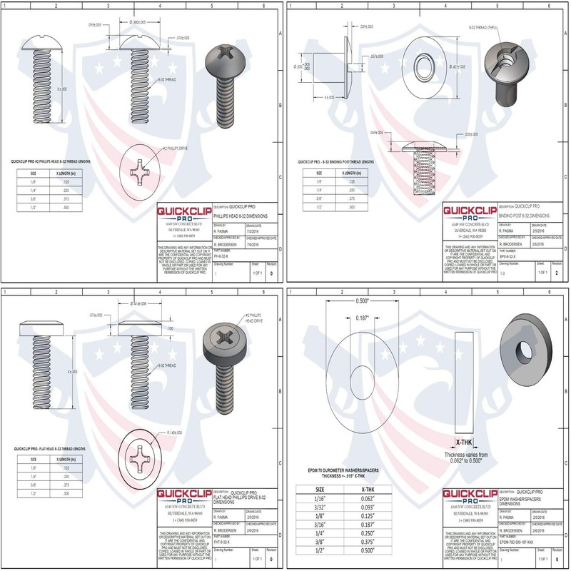 Black Chicago Screw - Thru Hole Binding Post Kit 1/8,