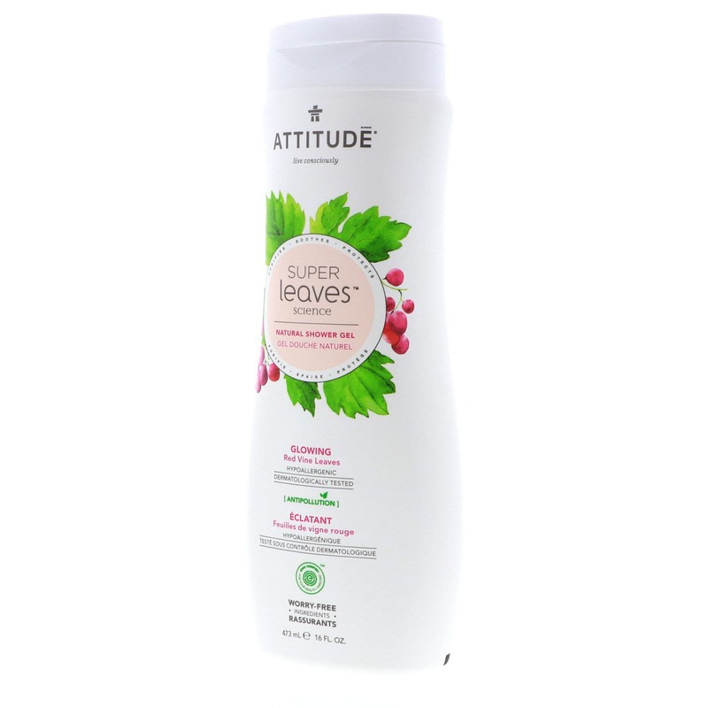 ATTITUDE Super Leaves, gel corporal hipoalergénico brillante, hojas de vid